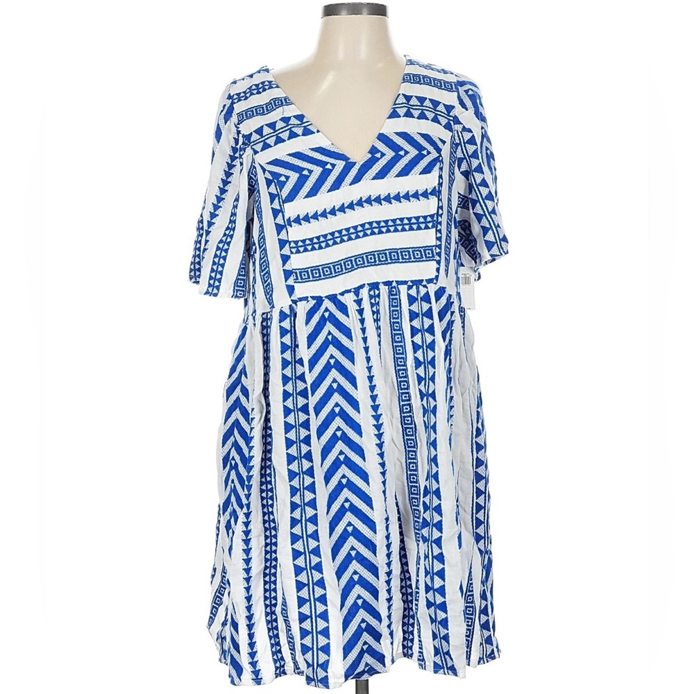 Old Navy Blue and White Midi Dress